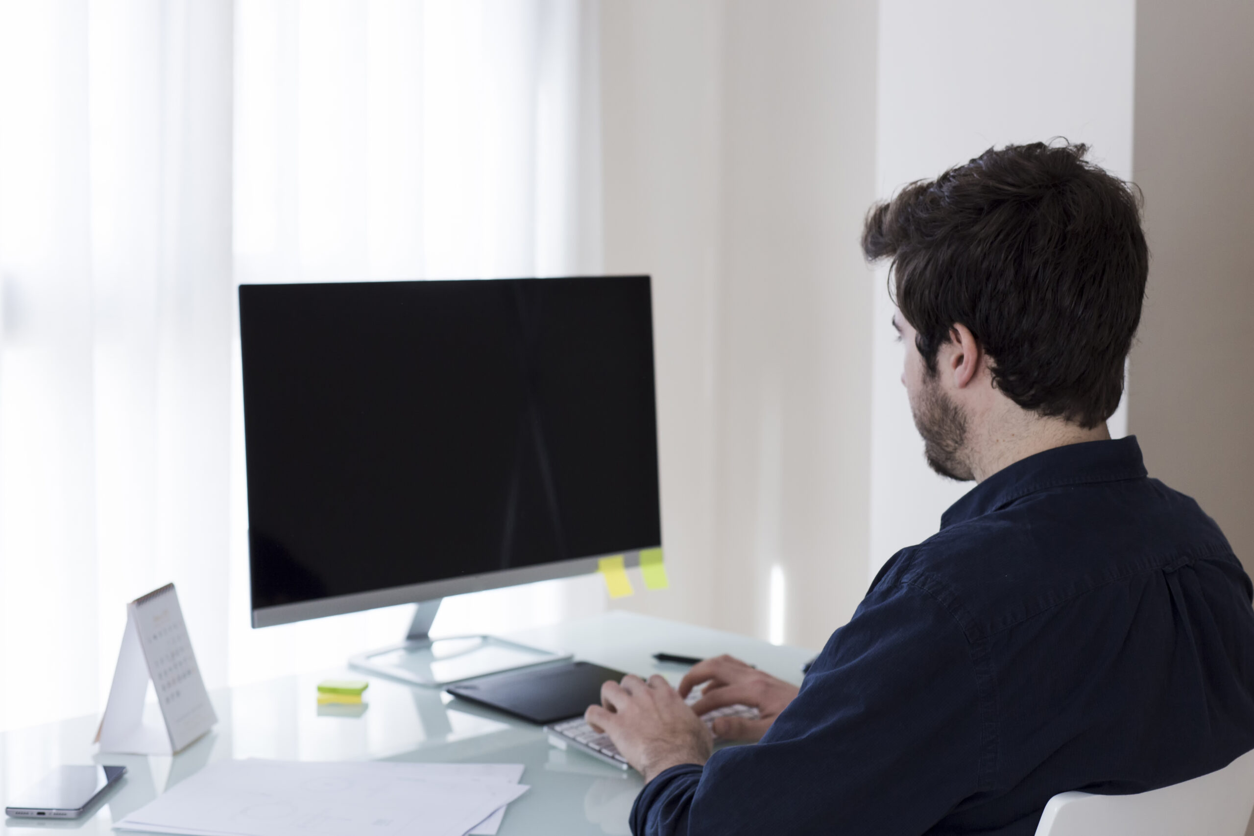 Working at a computer