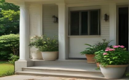 Front porch of a home in soft morning light